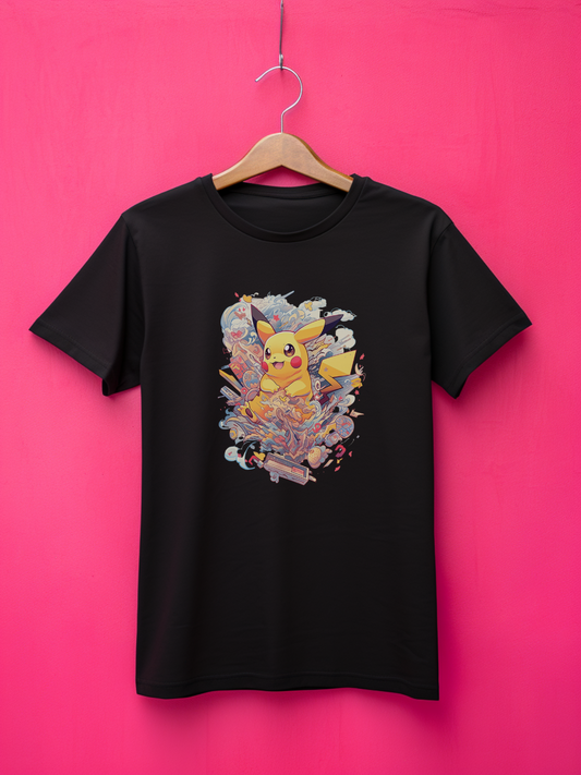 Pikachu Black Printed T-Shirt 522