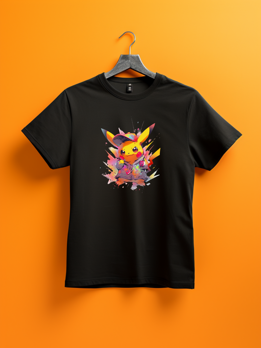 Pikachu Black Printed T-Shirt 521