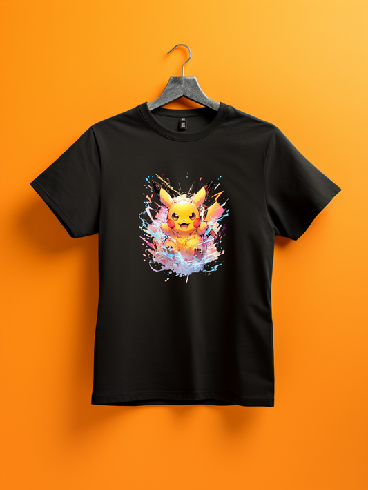 Pikachu Black Printed T-Shirt 523