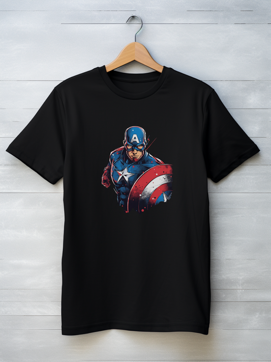 Captain America Black Printed T-Shirt 237