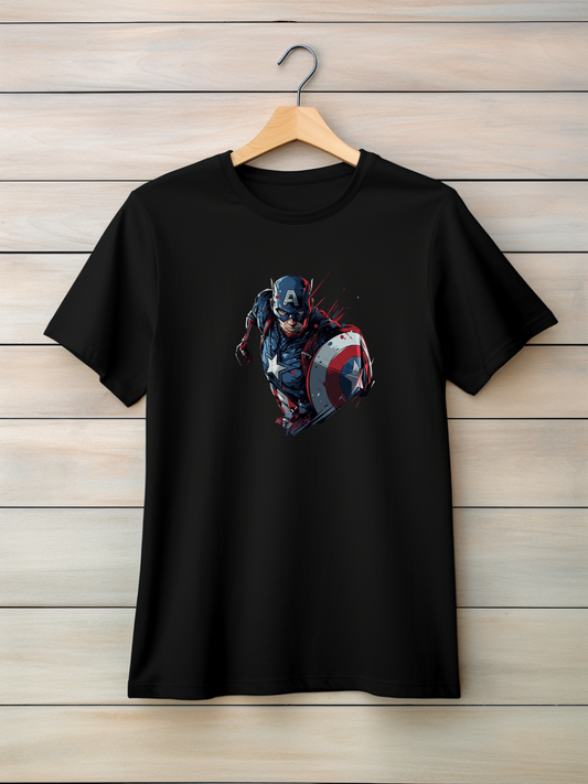 Captain America Black Printed T-Shirt 238