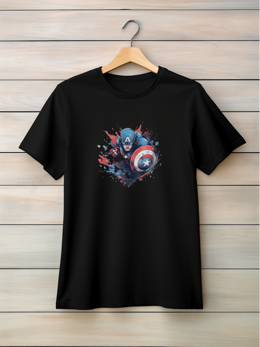 Captain America Black Printed T-Shirt 239