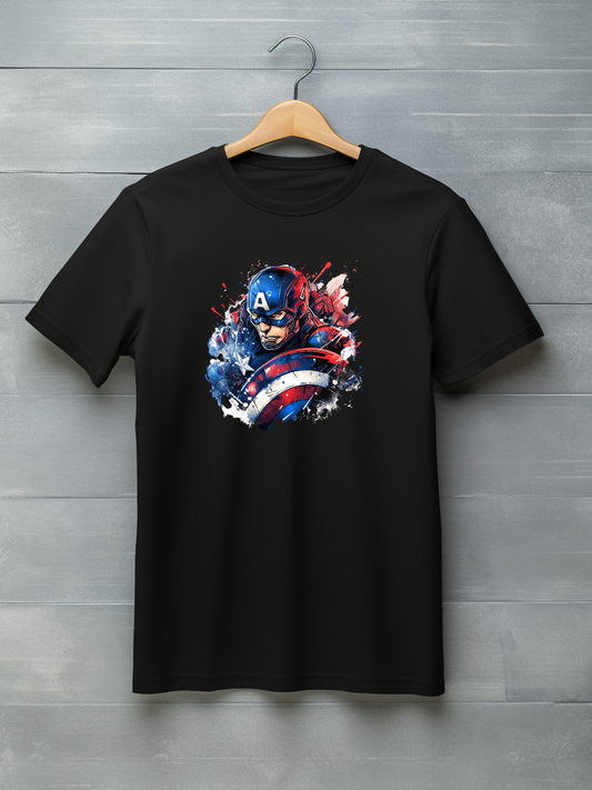 Captain America Black Printed T-Shirt 245