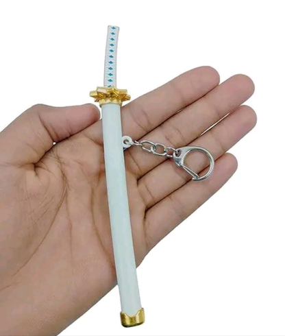 Katana Keychain White Sky Blue