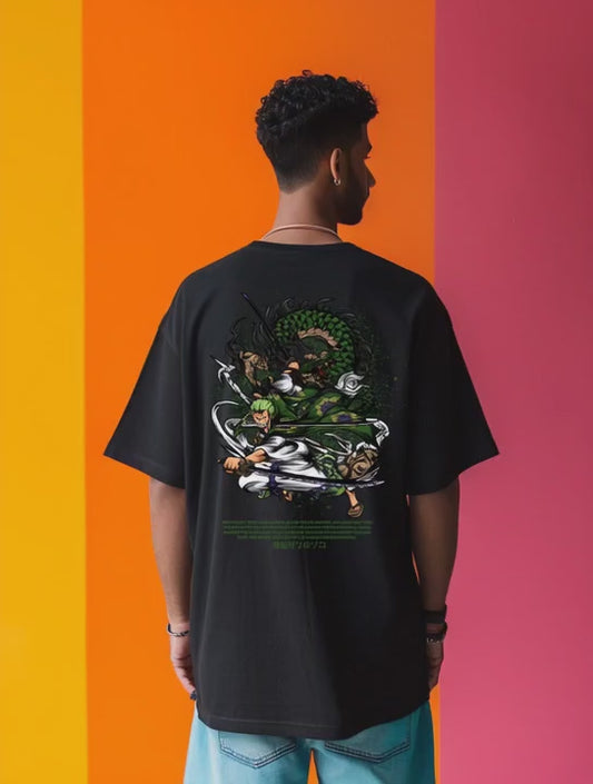 Zoro One Piece Premium Oversized T-Shirt Black July'25