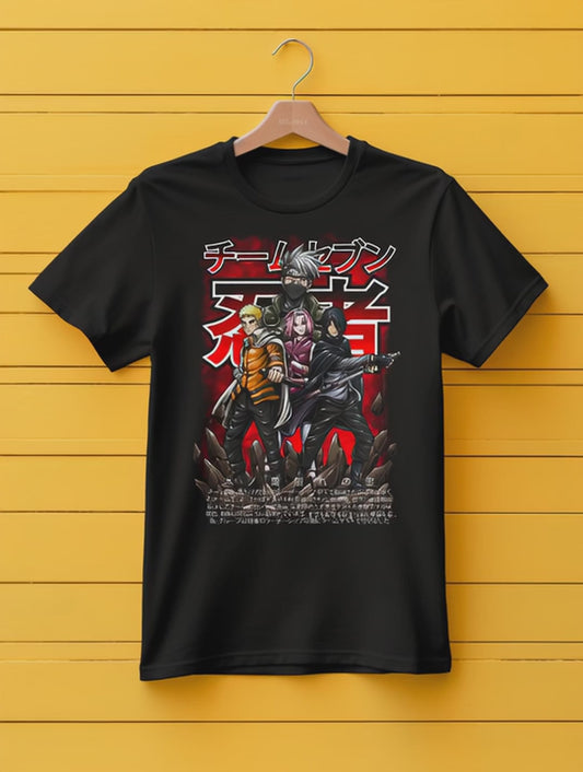 Naruto Team 7 Premium Oversized Front T-Shirt Black July'25