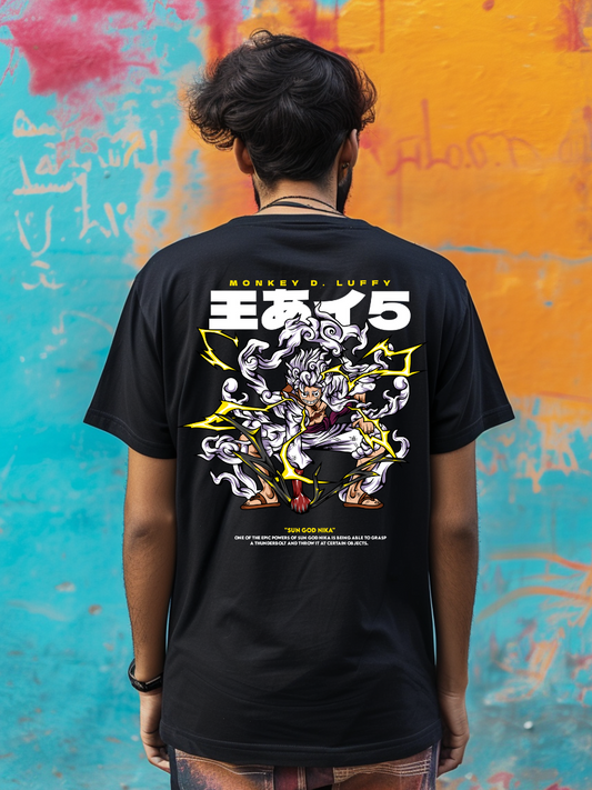 Luffy Gear 5 Premium Oversized T-Shirt Black 1 July'25