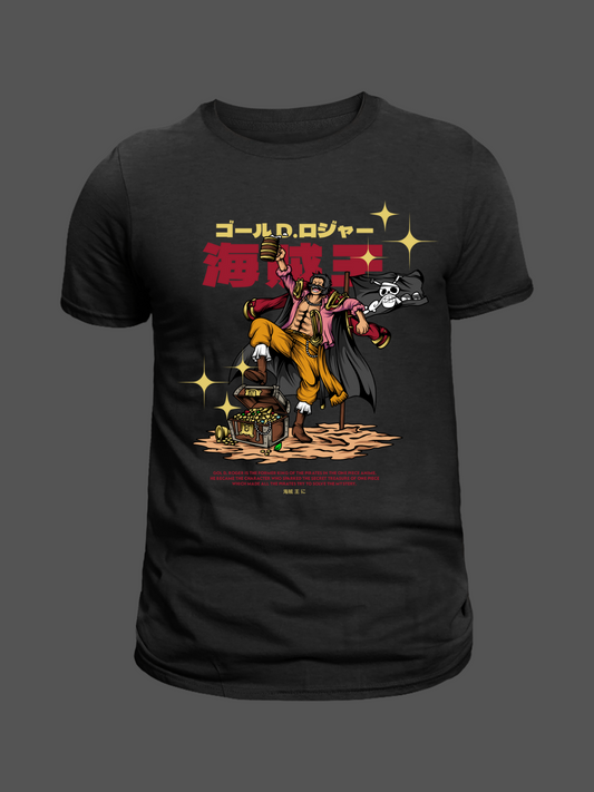 Gold D Roger One Piece Premium Oversized T-Shirt Black 1