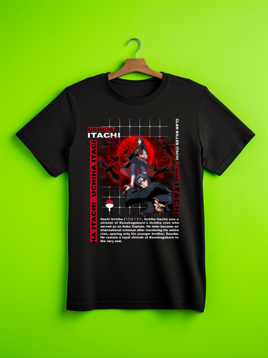 Itachi Uchiha Card Naruto Premium Oversized Front T-Shirt Black July'25
